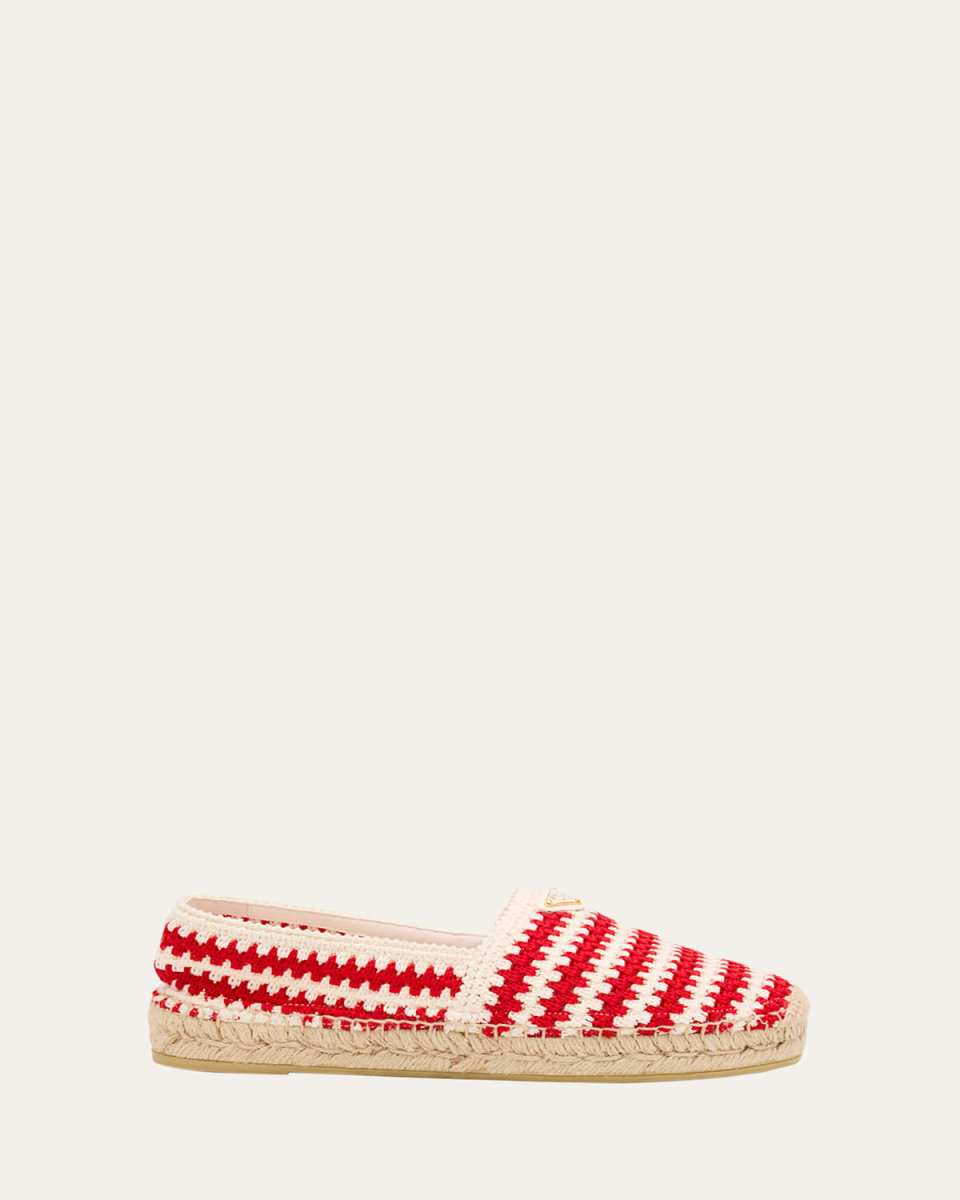 Striped Cotton Crochet Espadrilles